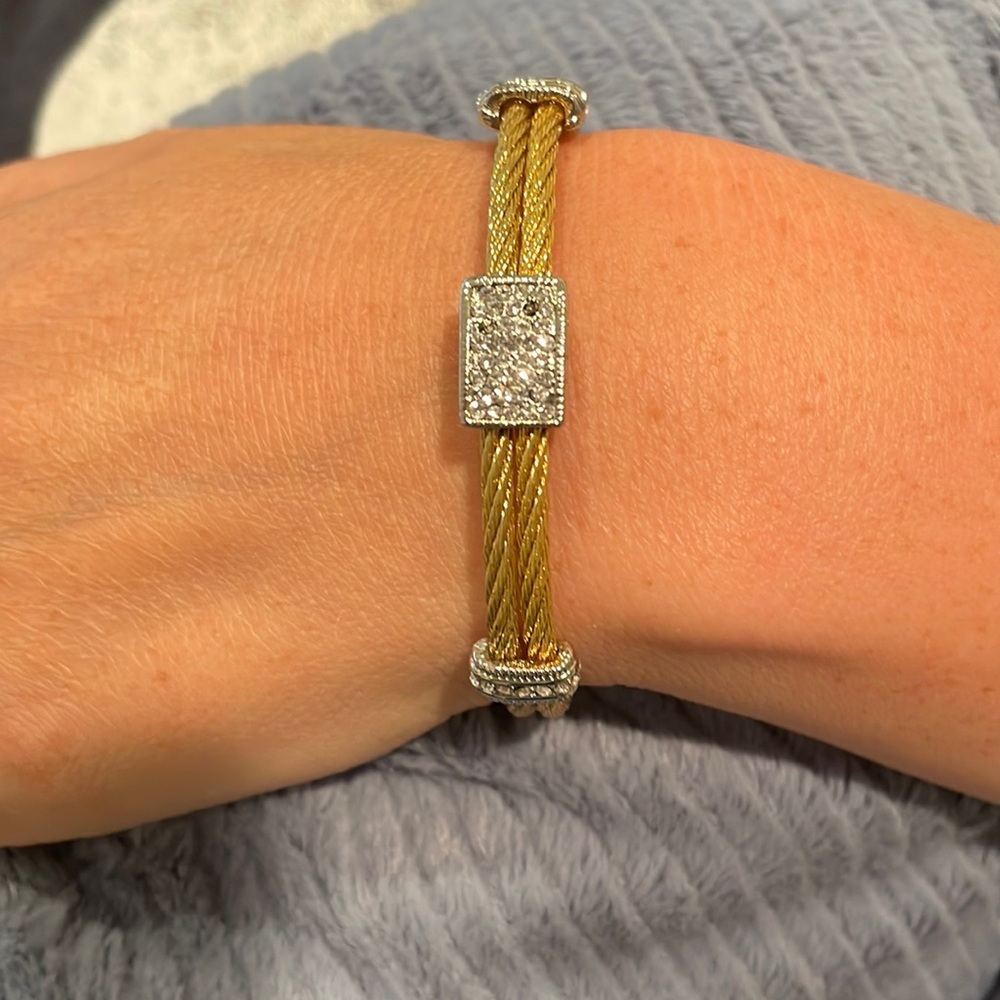 Faux gold and faux diamond bangle bracelet.